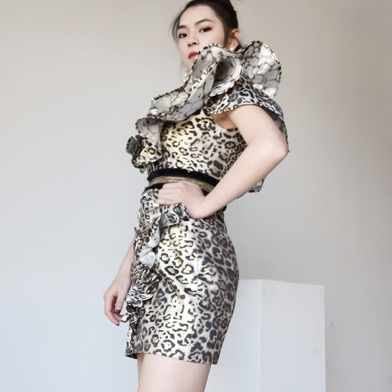Fashionable leopard print sexy dress