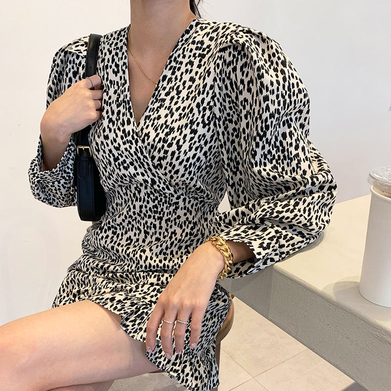 Black And White Little Milk Leopard Dress