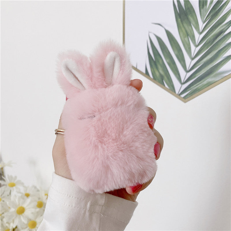 Compatible with Apple, Cute Pink Rabbit Airpods Protective Cover Plush Soft Silicone Airpods Pro Apple Wireless Bluetooth Headset Cover Airpods2 Protective Cover Ipods Shell Cover 3 Generation 23 Tide Brand Ins