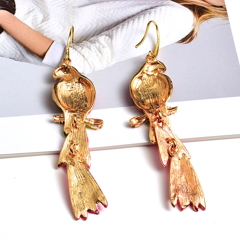 Fashion Bird Shaped Long Fancy Diamond Earrings