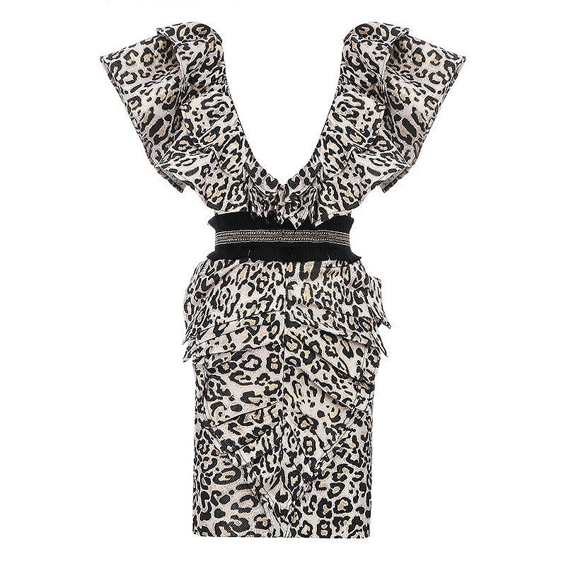 Fashionable leopard print sexy dress