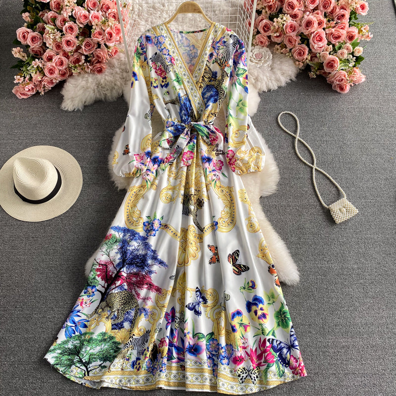 Elegant Printed Long Sleeved Long Sleeved Dress