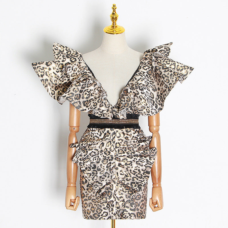 Fashionable leopard print sexy dress