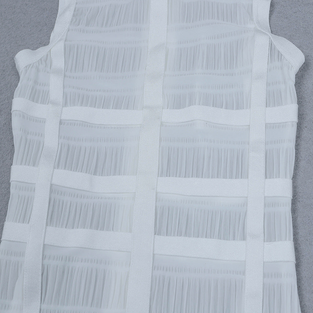 Women's Mesh See-through Mid-length Fringed Dress
