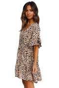 Flounces leopard print dress