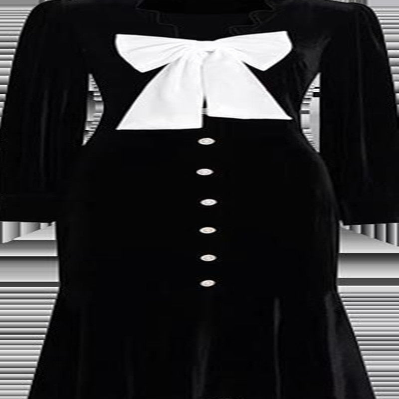 French Bow Dress Hepburn Size Little Black Dress