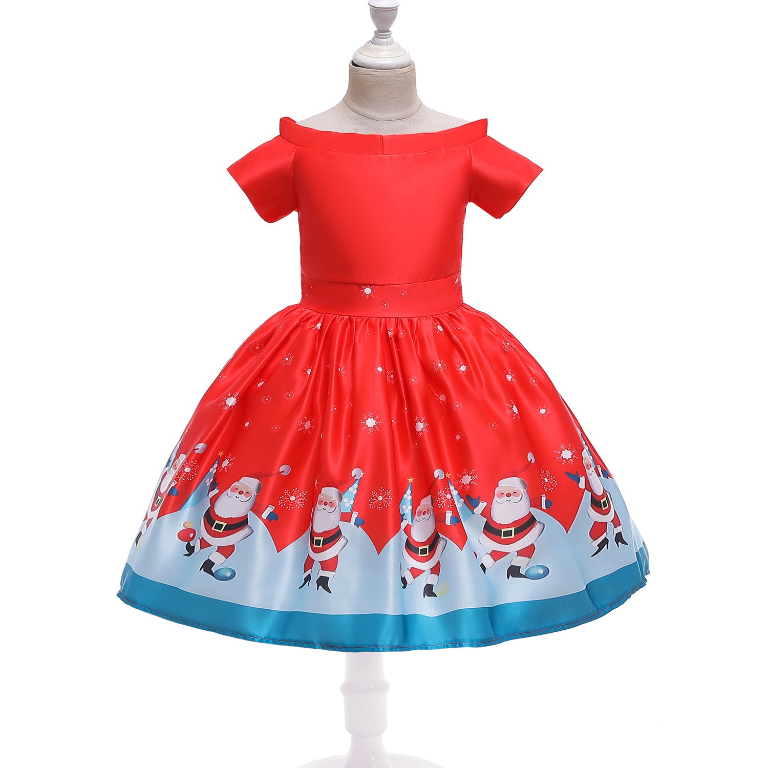 Children's Christmas print mid-length skirt Santa Claus