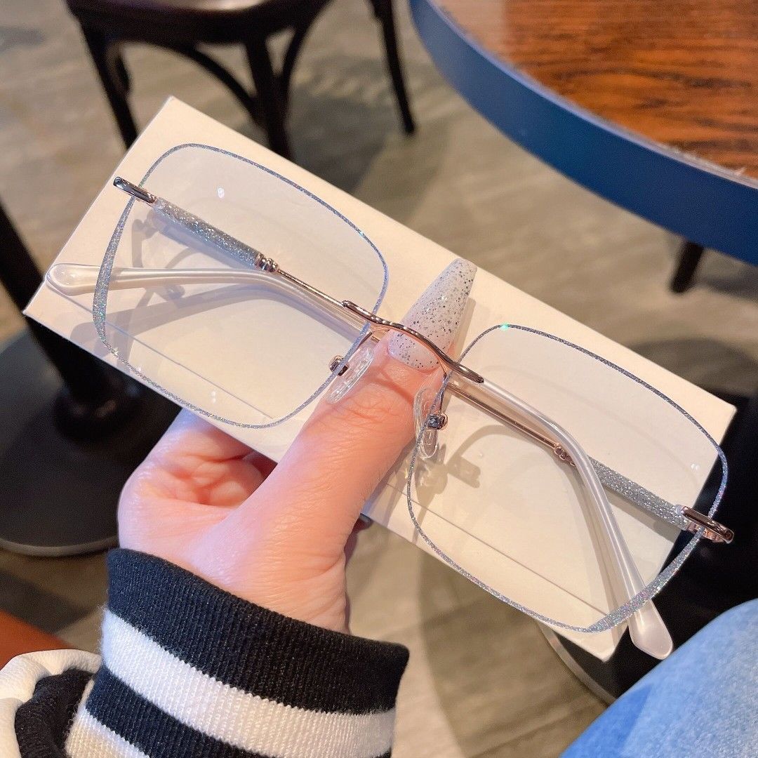 Frameless Glasses Female Myopic Anti Blue-ray Glasses