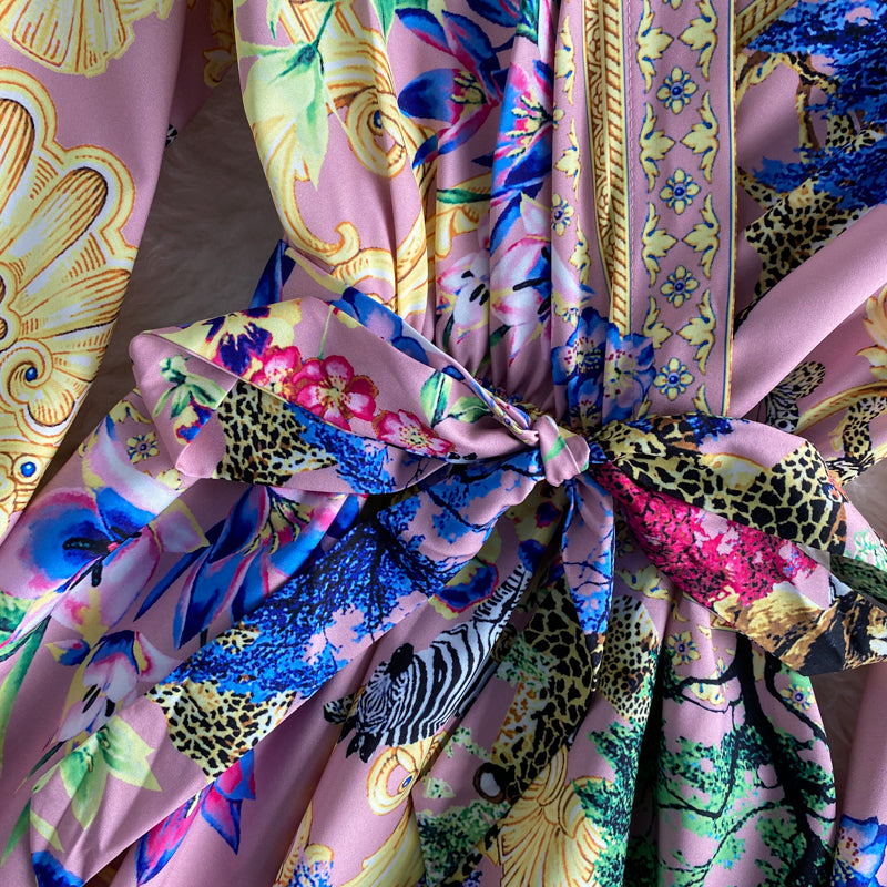Elegant Printed Long Sleeved Long Sleeved Dress