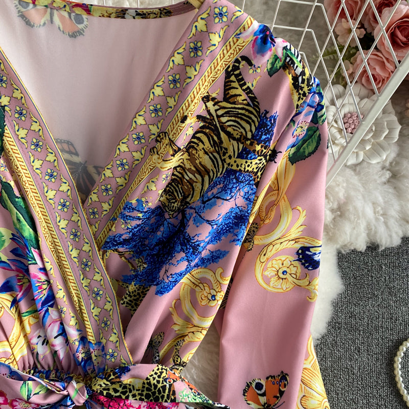 Elegant Printed Long Sleeved Long Sleeved Dress