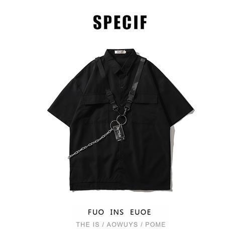 Dark Functional Workwear Short-sleeved Shirt Men's Suit