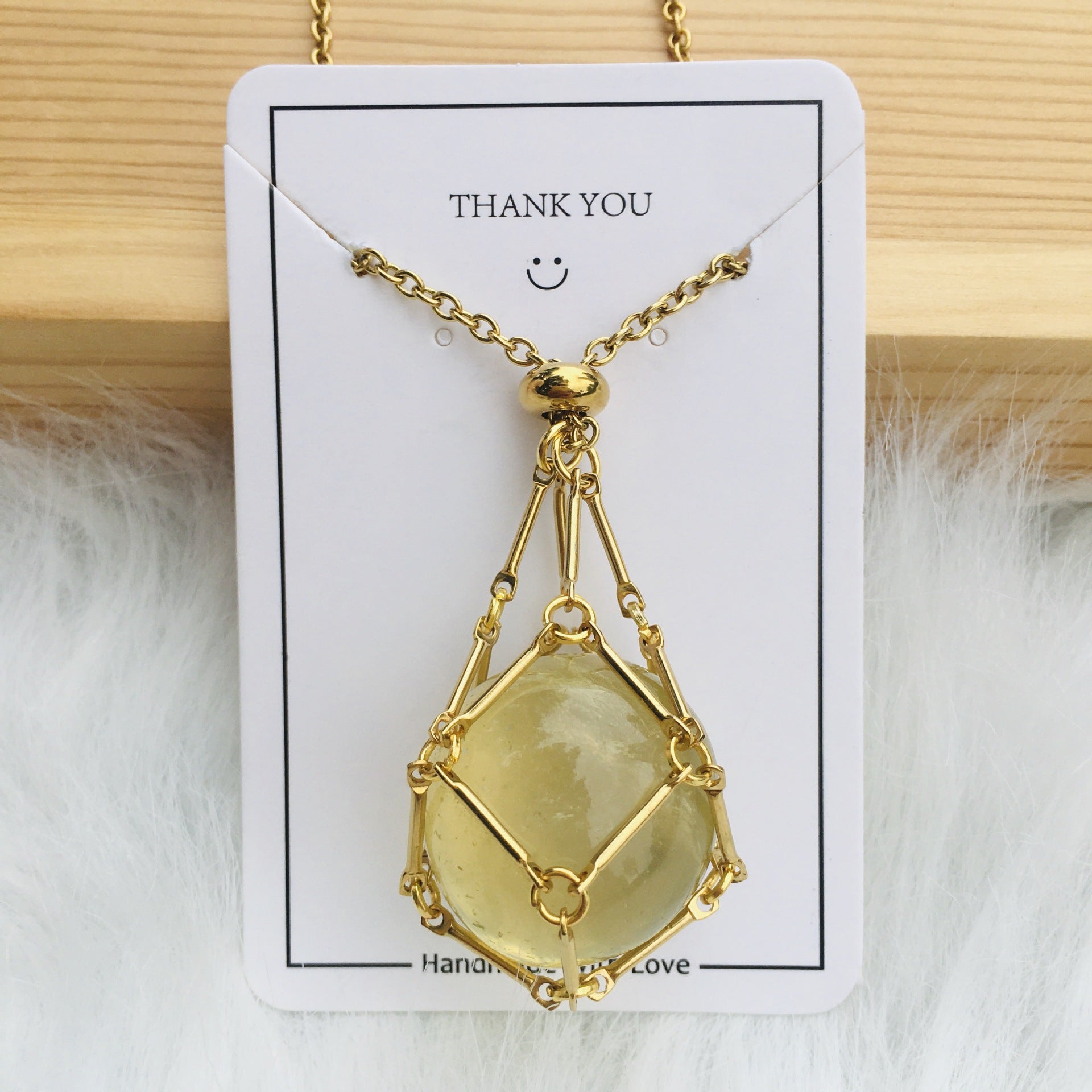Fashion Jewelry Medium Natural Crystal Mesh Bag Bamboo Necklace Woven
