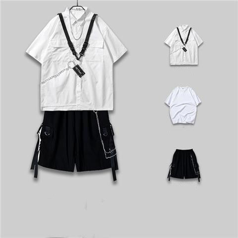 Dark Functional Workwear Short-sleeved Shirt Men's Suit