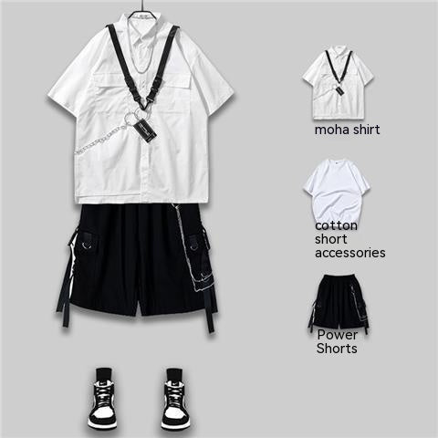 Dark Functional Workwear Short-sleeved Shirt Men's Suit