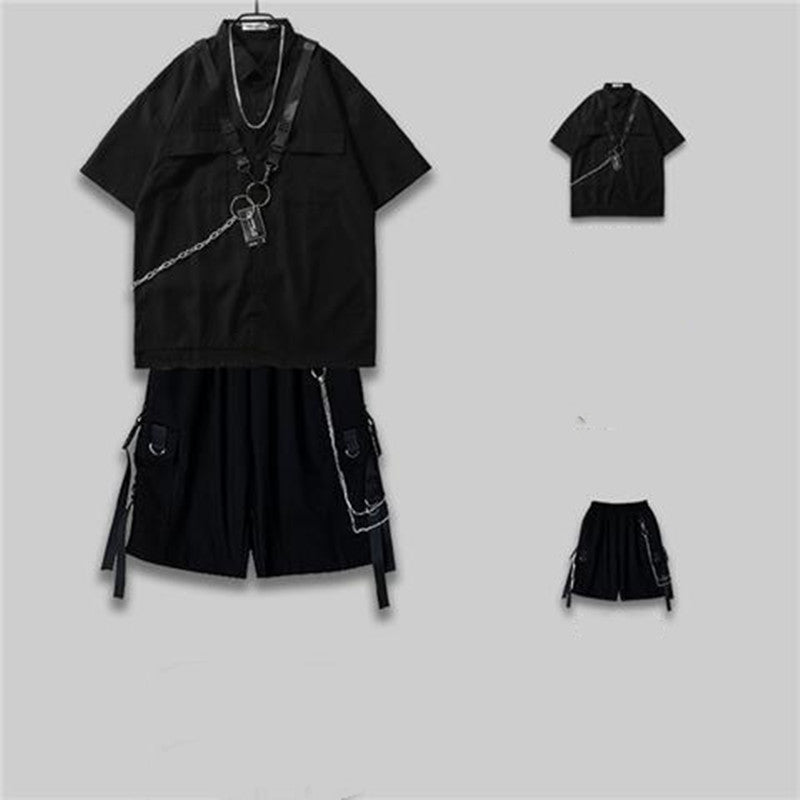 Dark Functional Workwear Short-sleeved Shirt Men's Suit