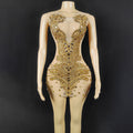 Solid Color See-through Rhinestone Tight Dress