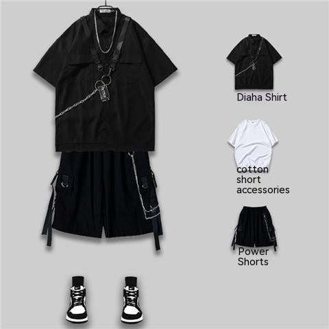 Dark Functional Workwear Short-sleeved Shirt Men's Suit