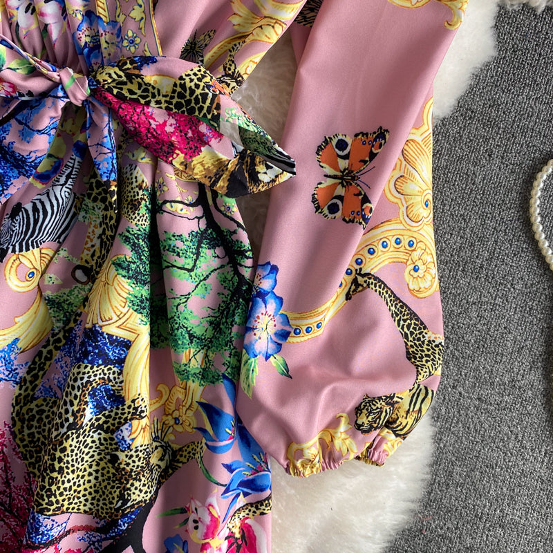 Elegant Printed Long Sleeved Long Sleeved Dress