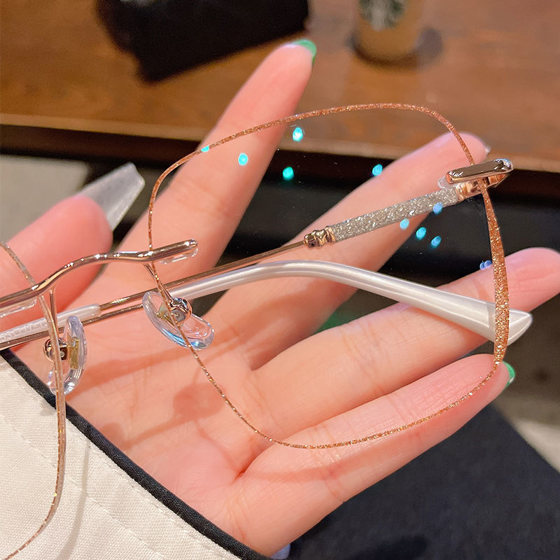 Frameless Glasses Female Myopic Anti Blue-ray Glasses