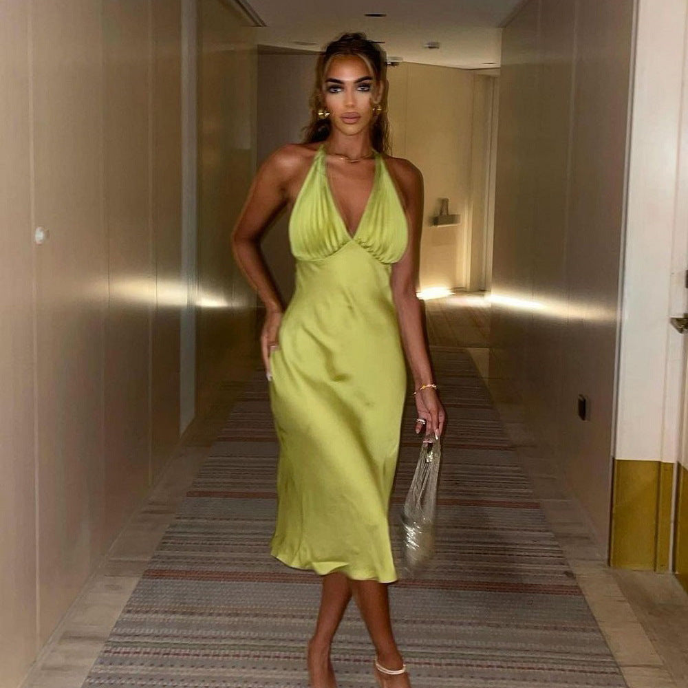 Fashion Sexy Temperament High Waist Mid-length Skirt Hanging Dress